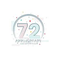 Celebración del aniversario de 72 años, diseño moderno del 72 aniversario. vector