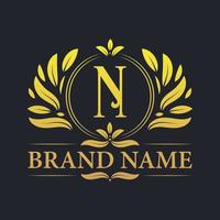 Vintage Luxury golden N letter logo design. vector