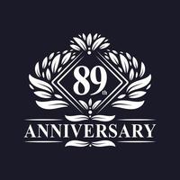 Logotipo del aniversario de 89 años, logotipo floral de lujo del 89 aniversario. vector