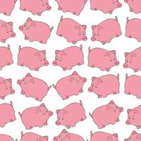 The pink pig. Seamless vector pattern. Ornament on an isolated colorless background. A pet. Cartoon style. Chubby kid from the farm. Idea for textile, cover, decoration. Mumps with a tail. Pig.