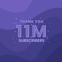 Thank you 11000000 subscribers 11m subscribers celebration. vector