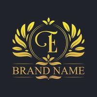 Golden vintage Luxury E letter logo design. vector