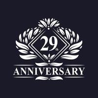 Logotipo de aniversario de 29 años, logotipo floral de lujo del 29 aniversario. vector