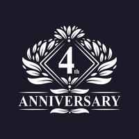 4 years Anniversary Logo, Luxury floral 4th anniversary logo.