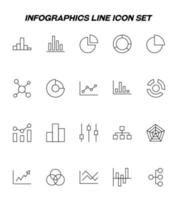 signo, gráficos, infografías, diagrama para negocios. concepto de desarrollo conjunto de iconos de línea vectorial con varias líneas de progreso y diagramas vector