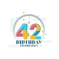 celebración de 42 cumpleaños, diseño moderno de 42 cumpleaños vector
