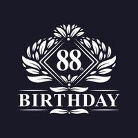 Logotipo de cumpleaños de 88 años, celebración de cumpleaños número 88 de lujo. vector