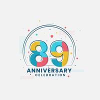 89 Anniversary celebration, Modern 89th Anniversary design vector