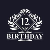 12 years Birthday Logo, Luxury 12th Birthday Celebration. vector