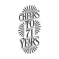 71 years vintage birthday celebration, Cheers to 71 years vector