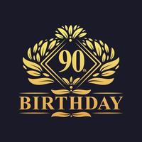 90 years Birthday Logo, Luxury Golden 90th Birthday Celebration. vector