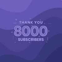 gracias 8000 suscriptores celebración de 8k suscriptores. vector