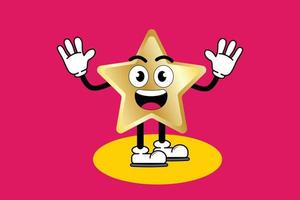 Illustration vector graphic cartoon character of cute mascot golden star with pose. Suitable for children book illustration and element design flyer,poster.