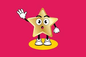 Illustration vector graphic cartoon character of cute mascot golden star with pose. Suitable for children book illustration and element design flyer,poster.