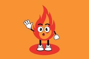 ilustración vector gráfico personaje de dibujos animados de mascota linda fuego con pose. adecuado para la ilustración de libros infantiles y el diseño de elementos.