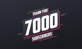Thank you 7000 subscribers 7k subscribers celebration. vector