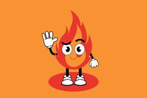 ilustración vector gráfico personaje de dibujos animados de mascota linda fuego con pose. adecuado para la ilustración de libros infantiles y el diseño de elementos.