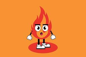 ilustración vector gráfico personaje de dibujos animados de mascota linda fuego con pose. adecuado para la ilustración de libros infantiles y el diseño de elementos.