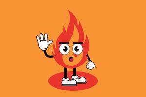 ilustración vector gráfico personaje de dibujos animados de mascota linda fuego con pose. adecuado para la ilustración de libros infantiles y el diseño de elementos.