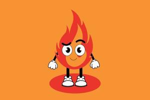 ilustración vector gráfico personaje de dibujos animados de mascota linda fuego con pose. adecuado para la ilustración de libros infantiles y el diseño de elementos.