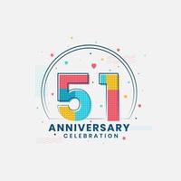 celebración del 51 aniversario, diseño moderno del 51 aniversario vector