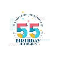 celebración de 55 cumpleaños, diseño moderno de 55 cumpleaños vector