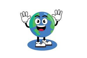 Illustration vector graphic cartoon character of cute mascot earth with pose. Suitable for children book illustration and element design.