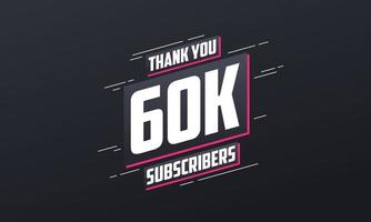 Thank you 60000 subscribers 60k subscribers celebration. vector