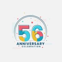 celebración del 56 aniversario, diseño moderno del 56 aniversario vector