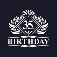 Logo de cumpleaños de 35 años, lujosa celebración de 35 cumpleaños. vector