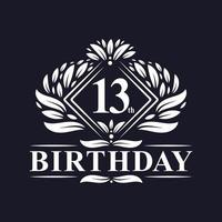 13 years Birthday Logo, Luxury 13th Birthday Celebration. vector