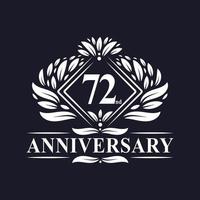 Logotipo del aniversario de 72 años, logotipo floral de lujo del 72 aniversario. vector