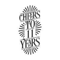 11 years vintage birthday celebration, Cheers to 11 years vector