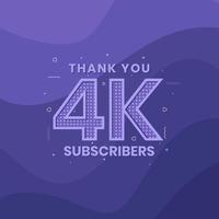 gracias 4000 suscriptores celebración de 4k suscriptores. vector