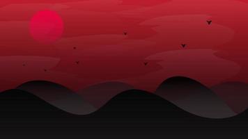 Mountain landscape red background vector