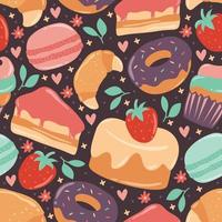 Dessert Food Doodle Seamless Pattern Background vector