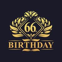 66 years Birthday Logo, Luxury Golden 66th Birthday Celebration. vector