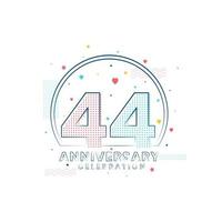 Celebración del aniversario de 44 años, diseño moderno del 44 aniversario. vector