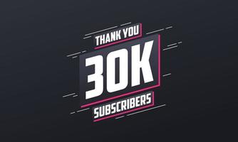 Thank you 30000 subscribers 30k subscribers celebration. vector