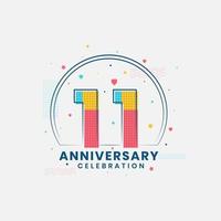 celebración del 11 aniversario, diseño moderno del 11 aniversario vector