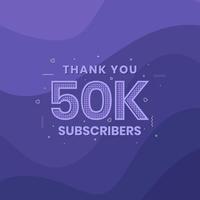 gracias 50000 suscriptores celebración de 50k suscriptores. vector