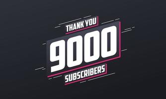 gracias 9000 suscriptores celebración de 9k suscriptores. vector