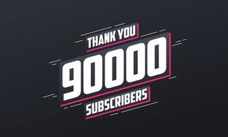 gracias 90000 suscriptores celebración de 90k suscriptores. vector