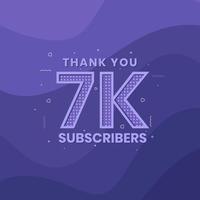 gracias 7000 suscriptores celebración de 7k suscriptores. vector