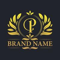 Vintage Luxury golden P letter logo design. vector