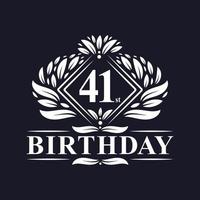 Logo de cumpleaños de 41 años, lujosa celebración de 41 cumpleaños. vector