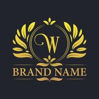 Golden vintage Luxury W letter logo design. vector