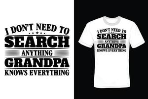 Grandfather T shirt design, vintage, typography vector