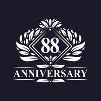 Logotipo del aniversario de 88 años, logotipo floral de lujo del 88 aniversario. vector