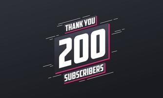 gracias 200 suscriptores celebración de 200 suscriptores. vector